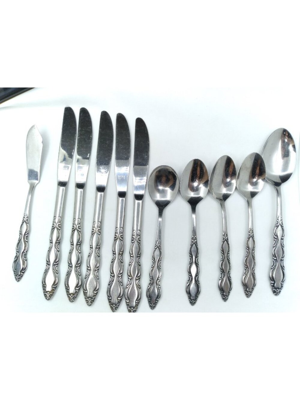 Vtg. 11 National Stainless Japan flatware bundle Marquee pattern MCM cottagecore